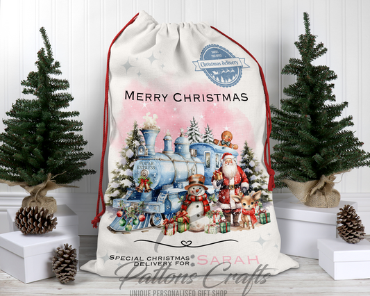 Personalised Santa Sack | Christmas Train | Christmas Sack