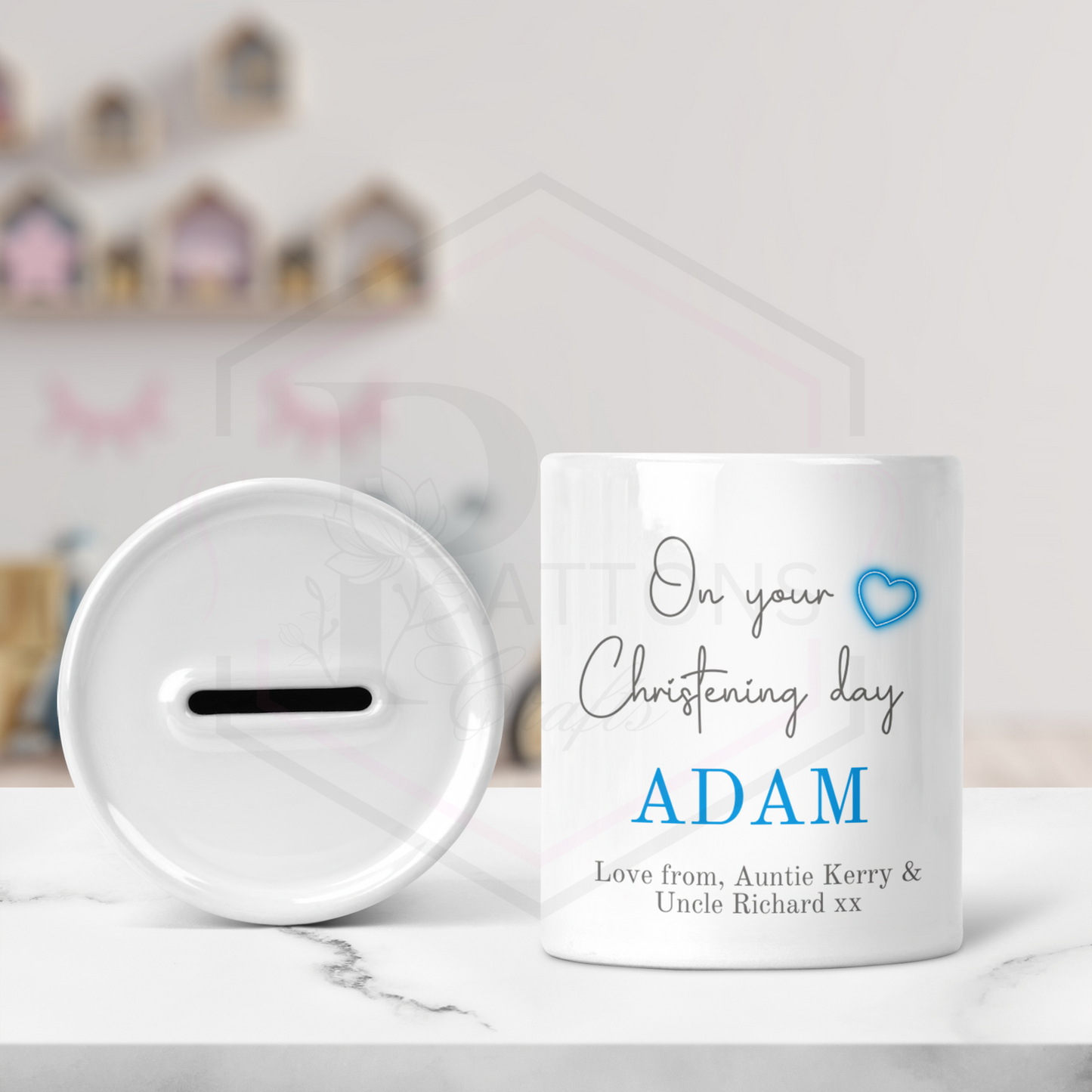 Personalised Ceramic Money box | Christening day gift