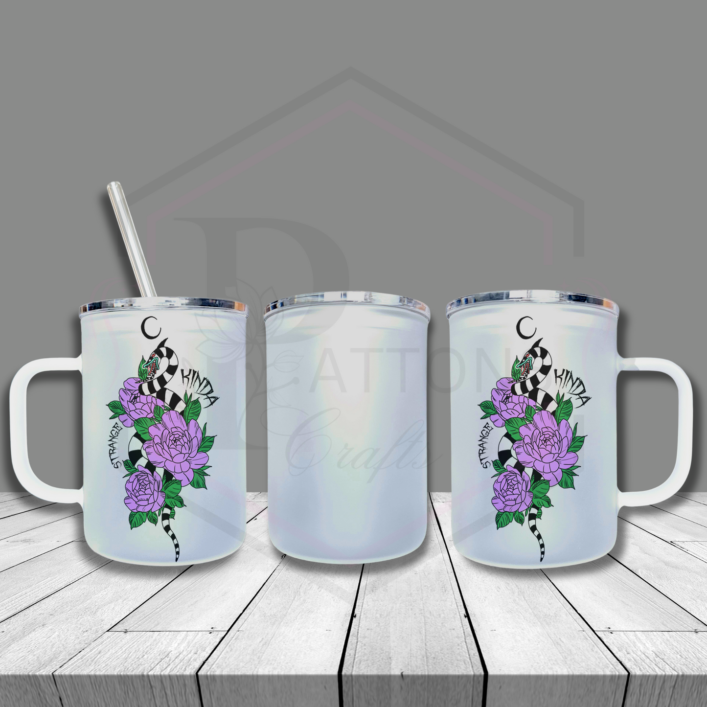 Frosted glass tumbler | Kinda Strange  | Frosted cup with handle