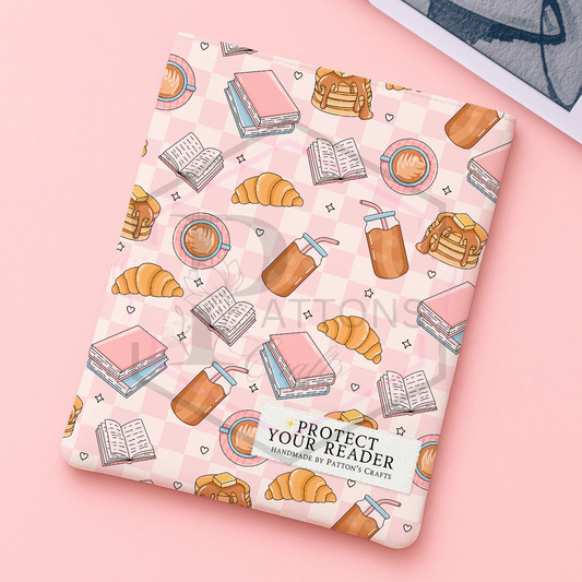 Kindle/Ipad sleeve | Coffee & books | Fabric tech cover