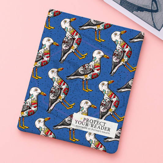 Kindle/ipad sleeve | Tatted Seagull | Fabric tech cover