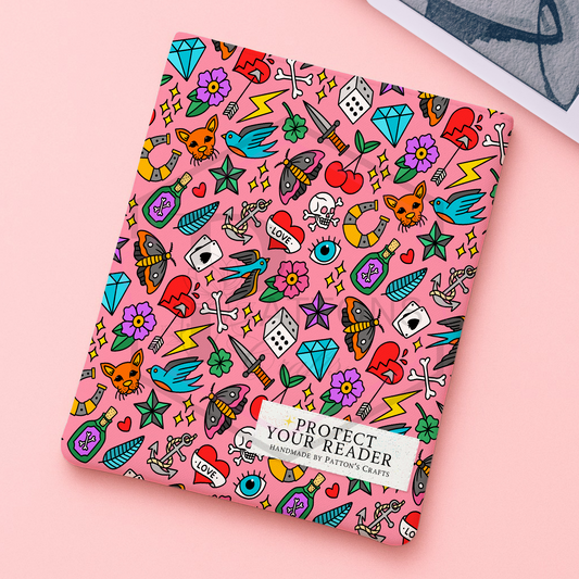 Kindle/ipad sleeve | Cute pink tatz | Fabric tech cover