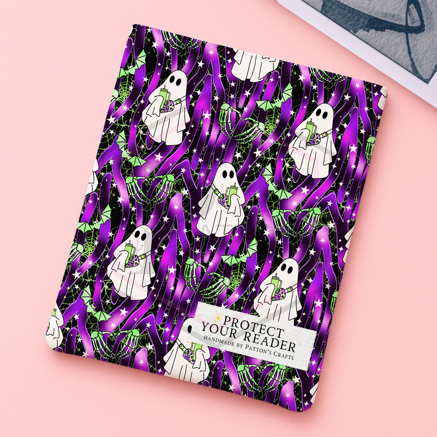 Kindle/ipad sleeve | boujee ghost | Fabric tech cover