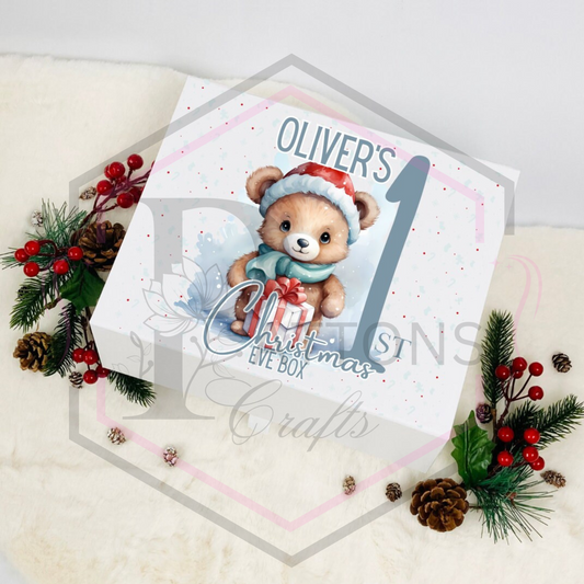 Personalised Christmas eve box | Blue First Christmas