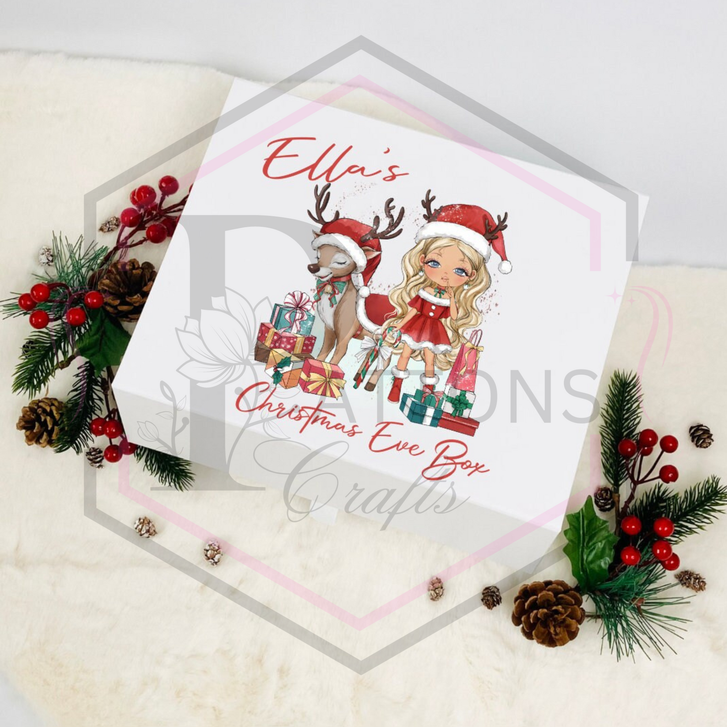 Personalised Christmas eve box | Girl & Reindeer | Christmas box