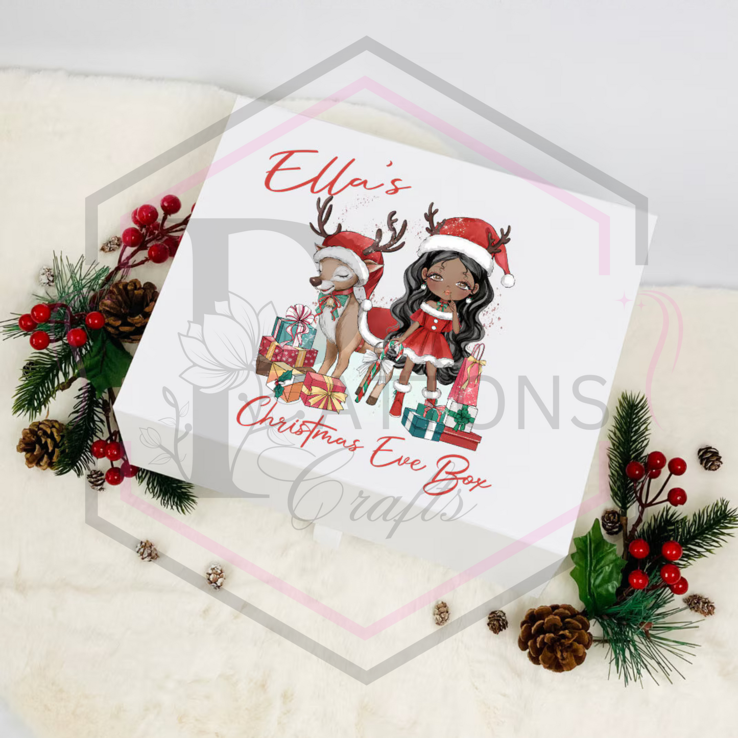 Personalised Christmas eve box | Girl & Reindeer | Christmas box