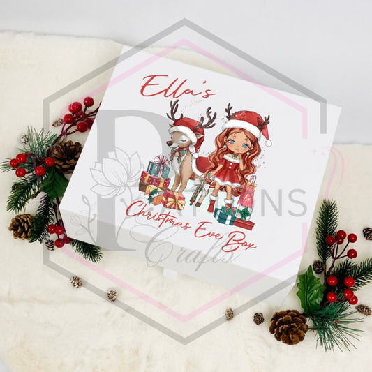 Personalised Christmas eve box | Girl & Reindeer | Christmas box