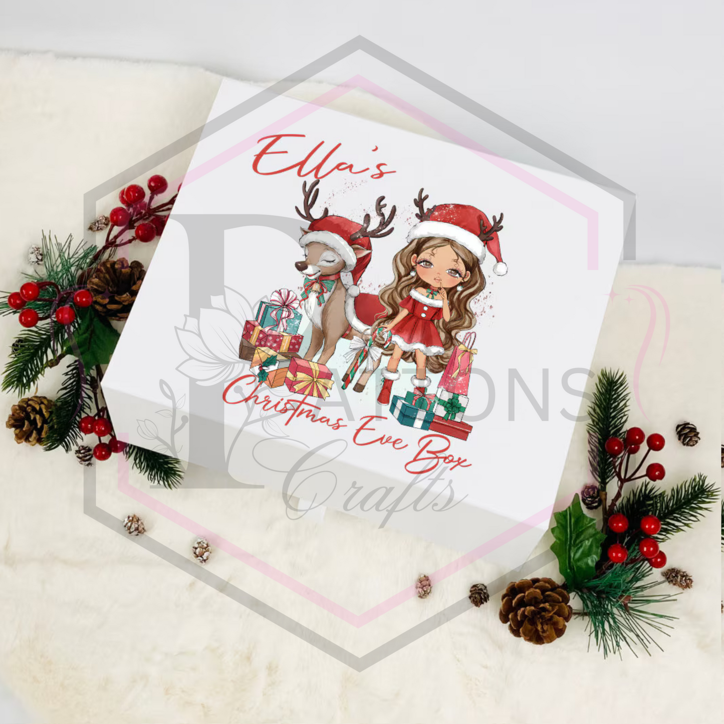 Personalised Christmas eve box | Girl & Reindeer | Christmas box