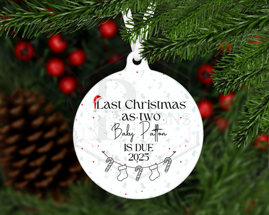 Christmas Circle Decoration | Last Christmas as two | Personalised decoration