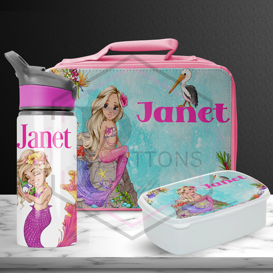 Lunch Box Set | Personalised Mermaid | Lunch Bag