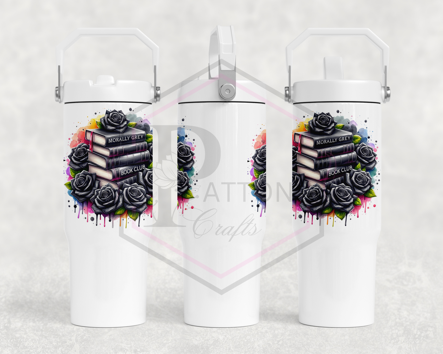 30oz all white tumbler | Handled lid | Booktok | Morally grey book club