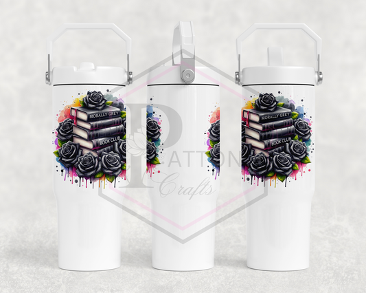 30oz all white tumbler | Handled lid | Booktok | Morally grey book club