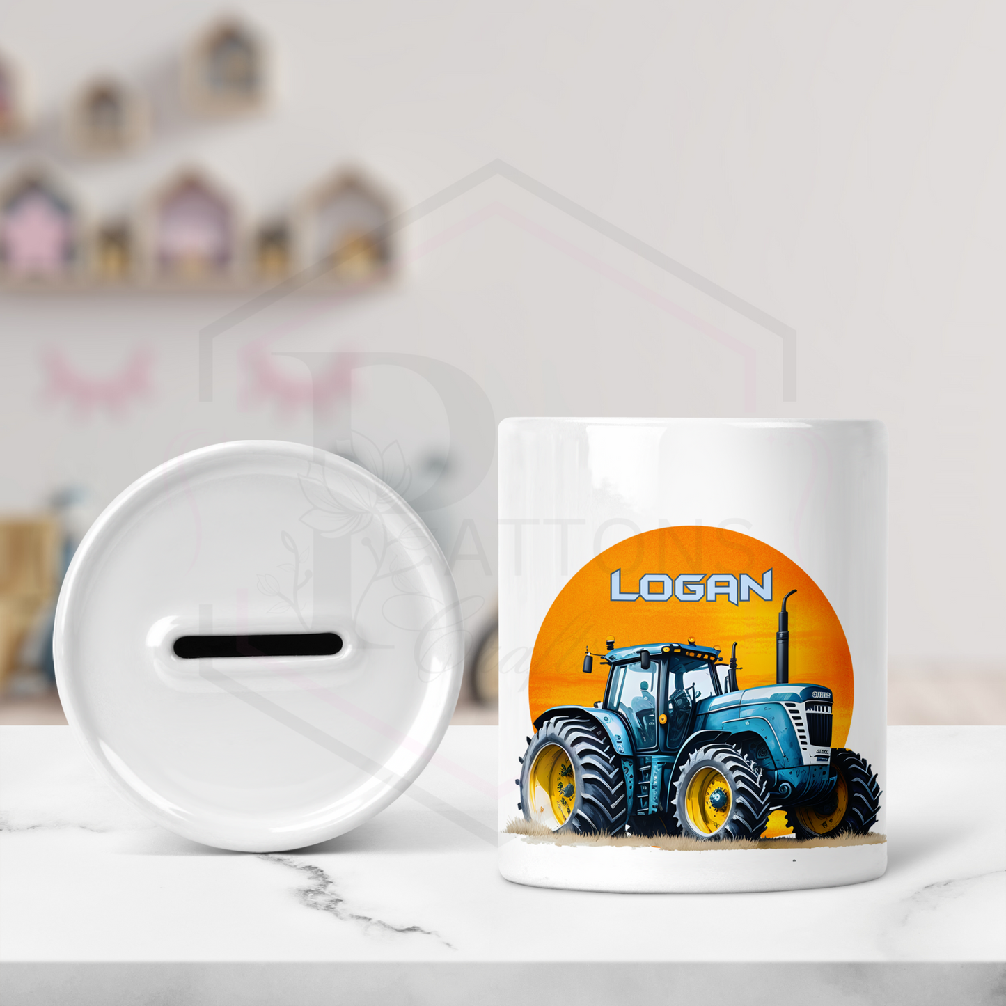 Personalised Ceramic Money Box | Tractor Money box