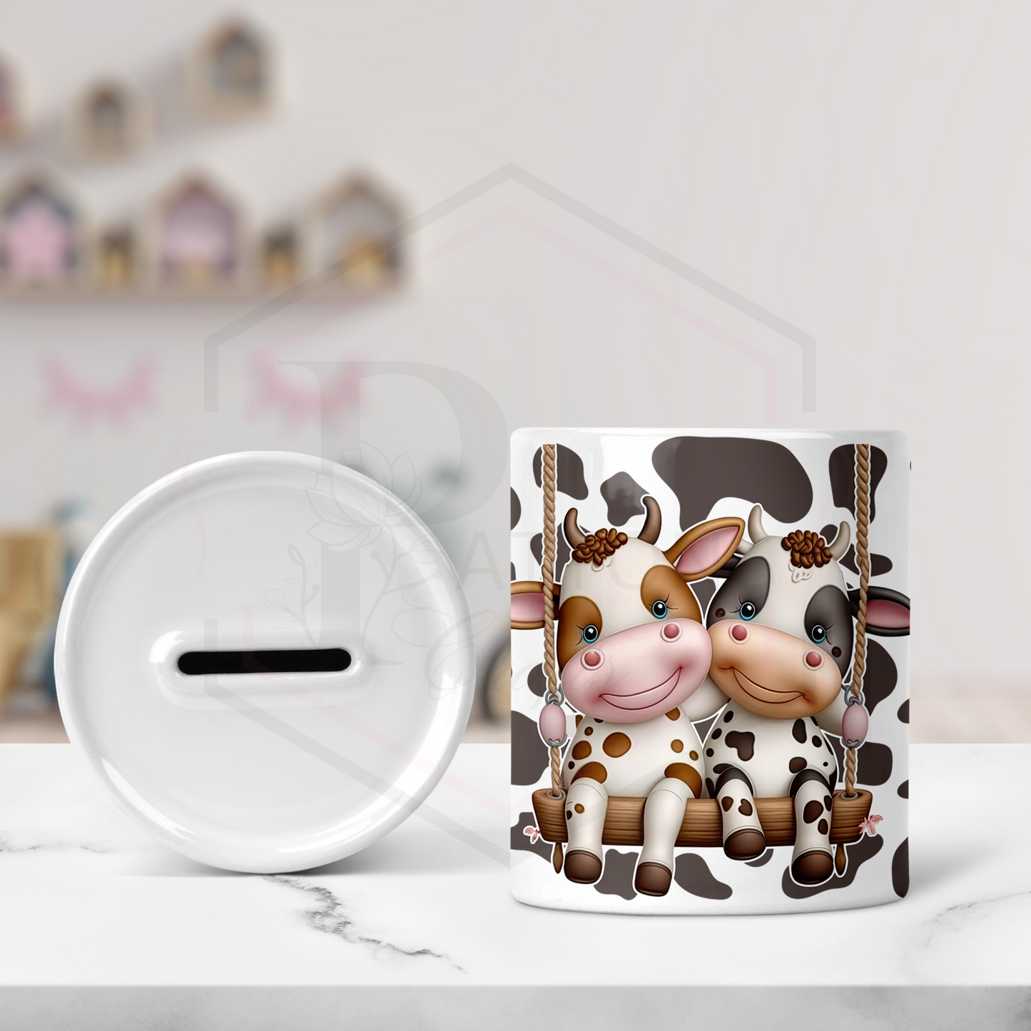 Personalised ceramic money box | Cute cow Money box