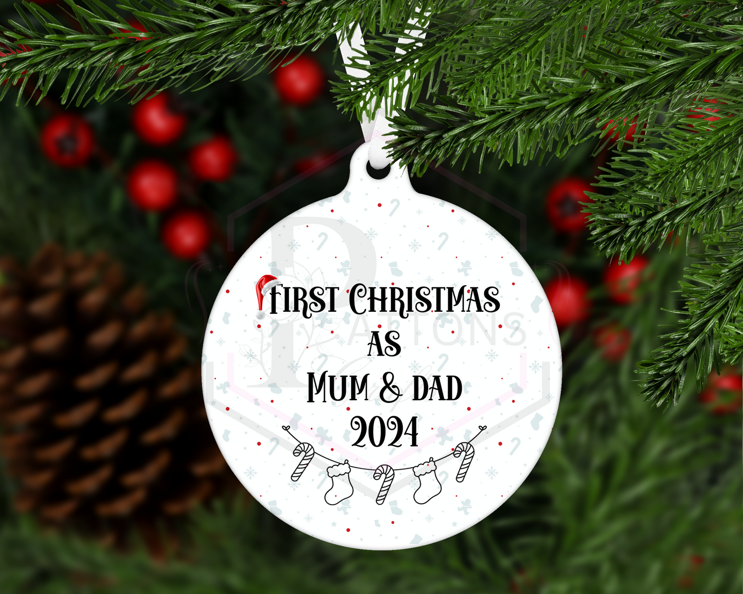 Circle Christmas Decoration | First Christmas as | multiple option