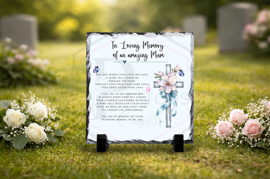 Personalised In Loving Memory Slate | Cross Memorial Plaque