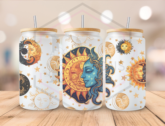 16oz Frosted Tumbler | Bamboo lid and straw | Sun&Moon