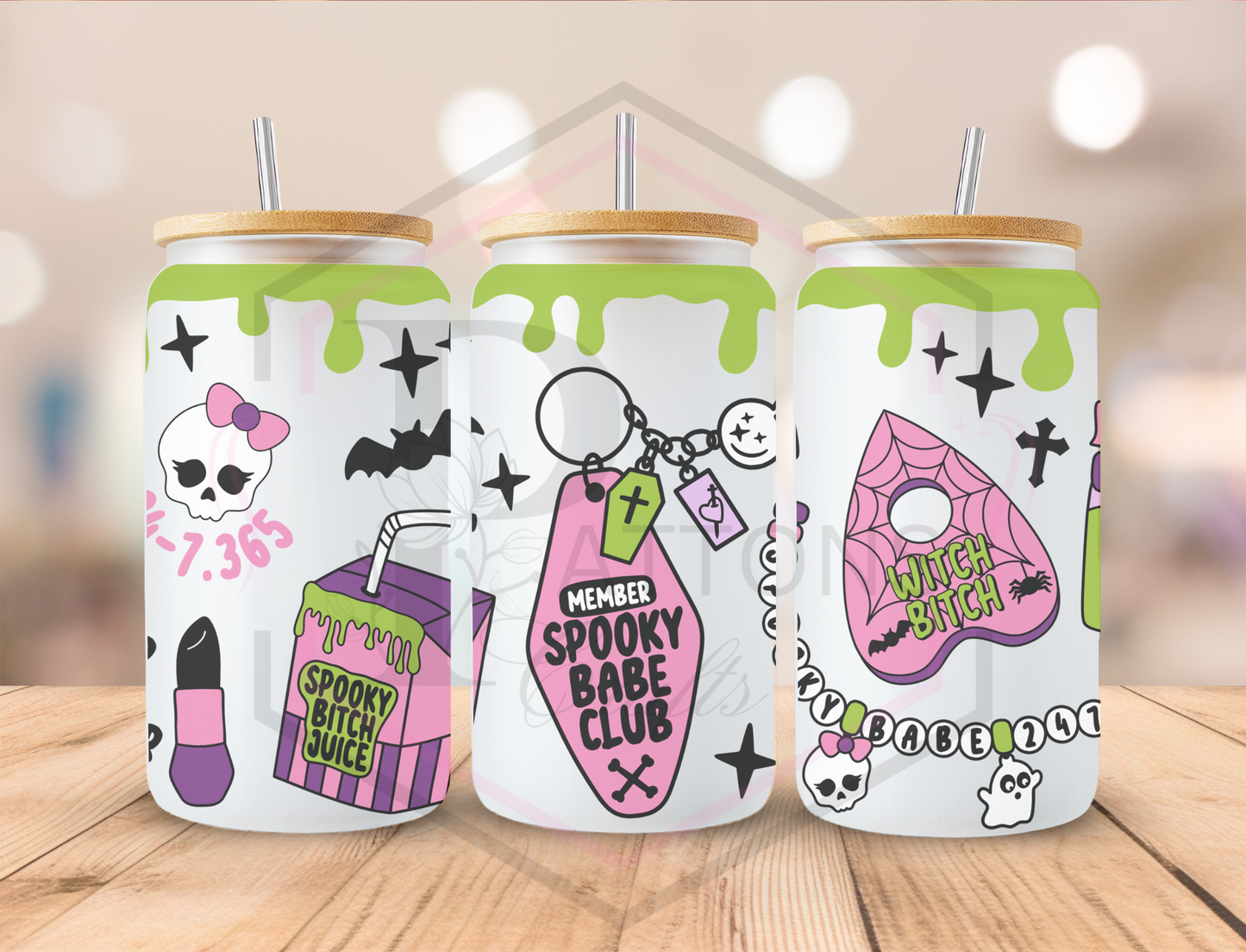 16oz Frosted Tumbler | Bamboo lid and straw | Spooky Babe Club