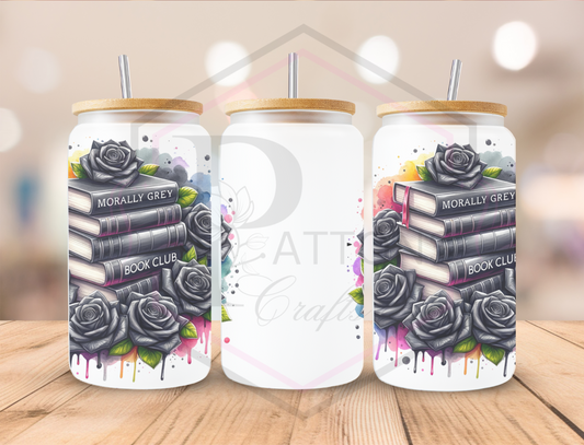 16oz Frosted Tumbler | Bamboo lid and straw | Morally Grey Book Club