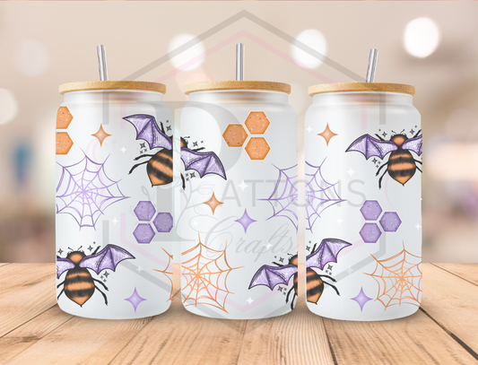 16oz Frosted Tumbler | Bamboo lid and straw | Bat Bee's