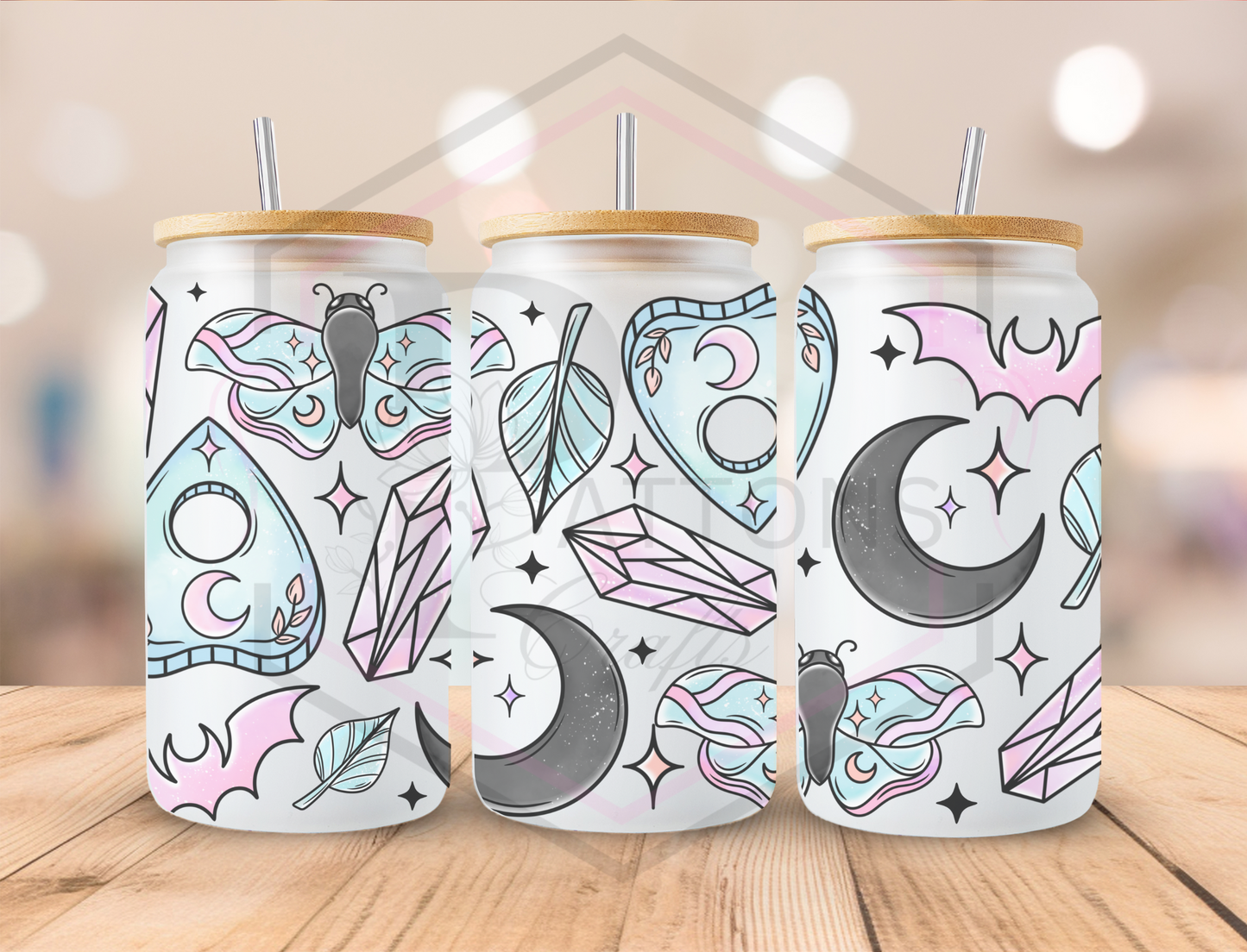 16oz frosted tumbler | Pastel Witch | Bamboo lid