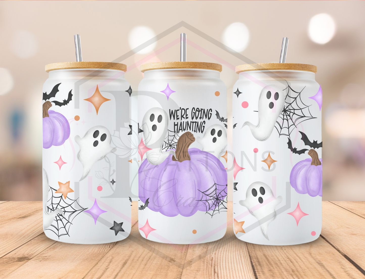 16oz Frosted Tumbler | Bamboo lid and straw | We're going Haunting