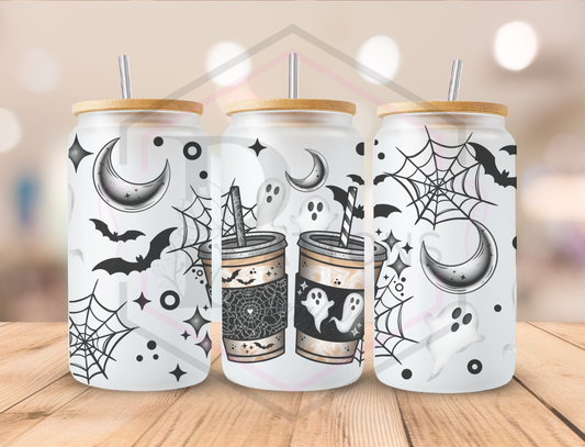 16oz Frosted Tumbler | Bamboo Lid | Spooky Coffee