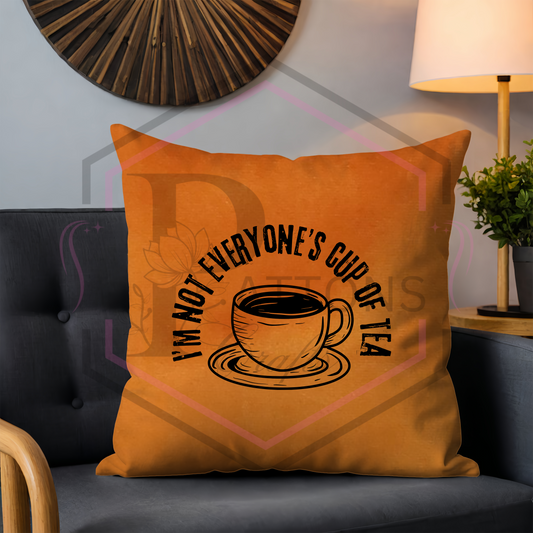 Orange velvet cushion | Not everyone's cup of tea