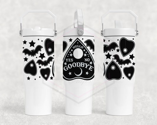 30oz All white tumbler | Handle lid | Ouija Wrap