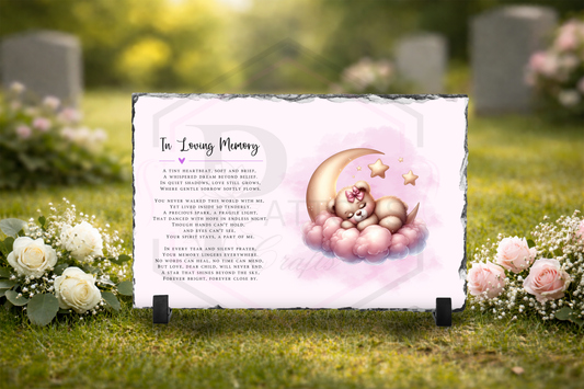 Memorial slate | Child loss memorial Pink