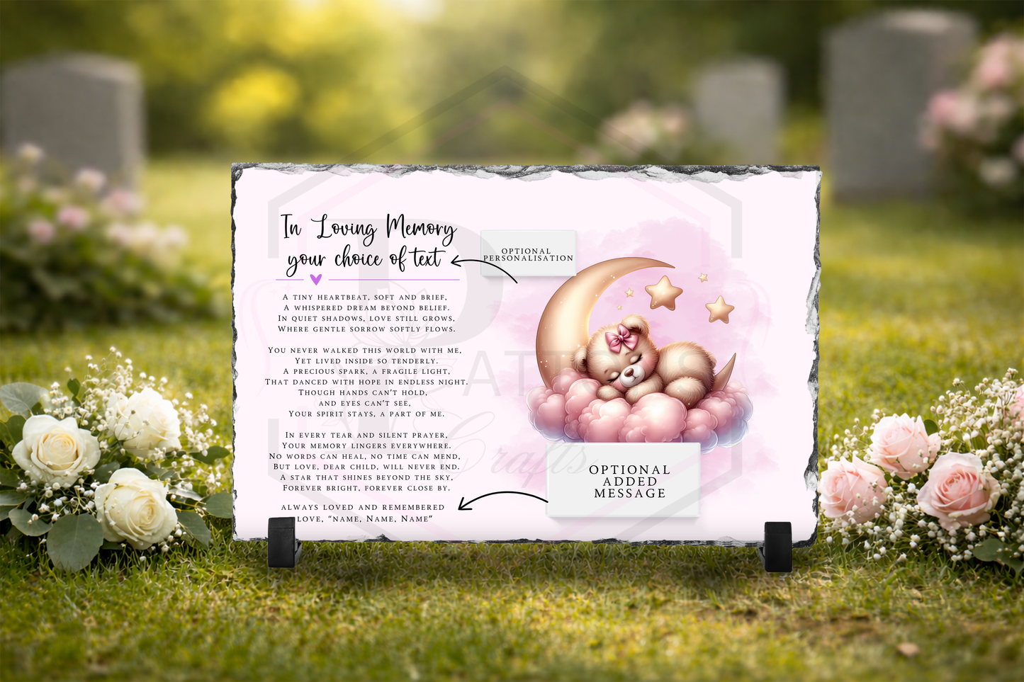 Memorial slate | Child loss memorial Pink