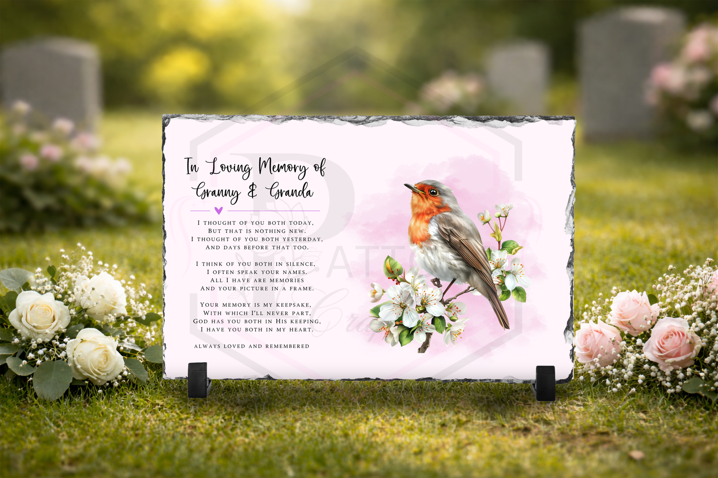 Robin Memorial Slate Plaque Personalised  20x30cm | In Loving Memory slate