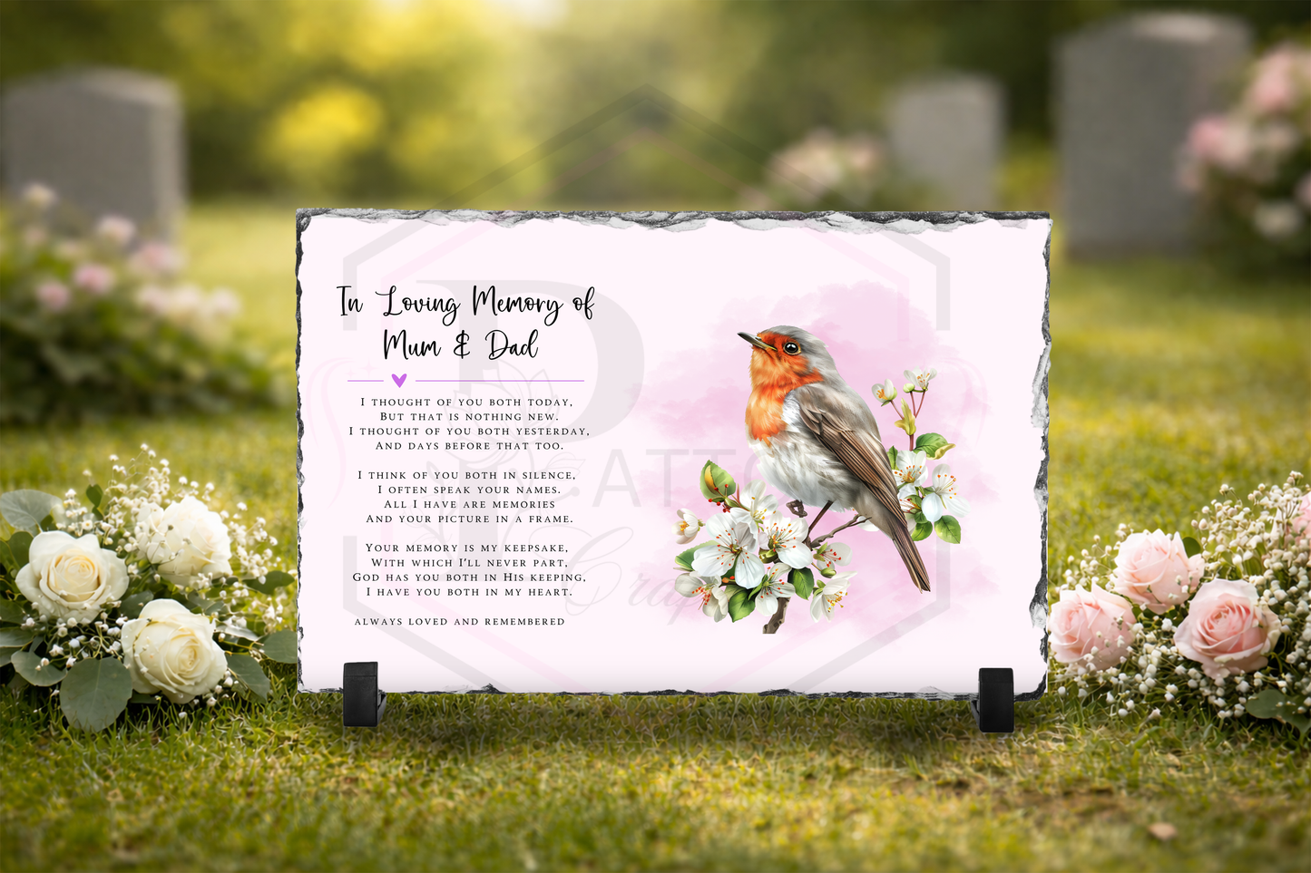 Robin Memorial Slate Plaque Personalised  20x30cm | In Loving Memory slate