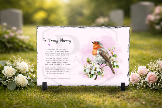 Robin Memorial Slate Plaque Personalised  20x30cm | In Loving Memory slate