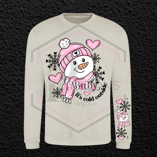 Sweatshirt | Pink Snowman | Sleeve Detail