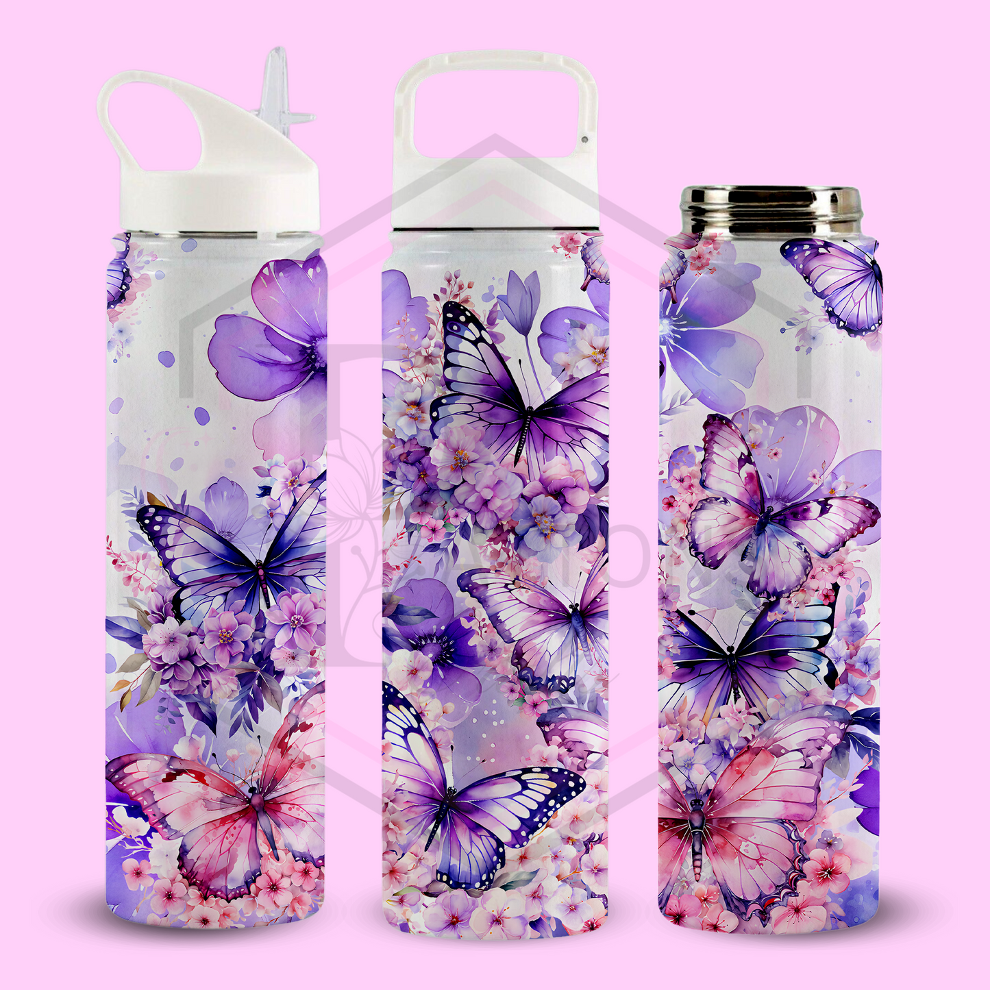 Thermal Water Bottle | Purple Butterfly's