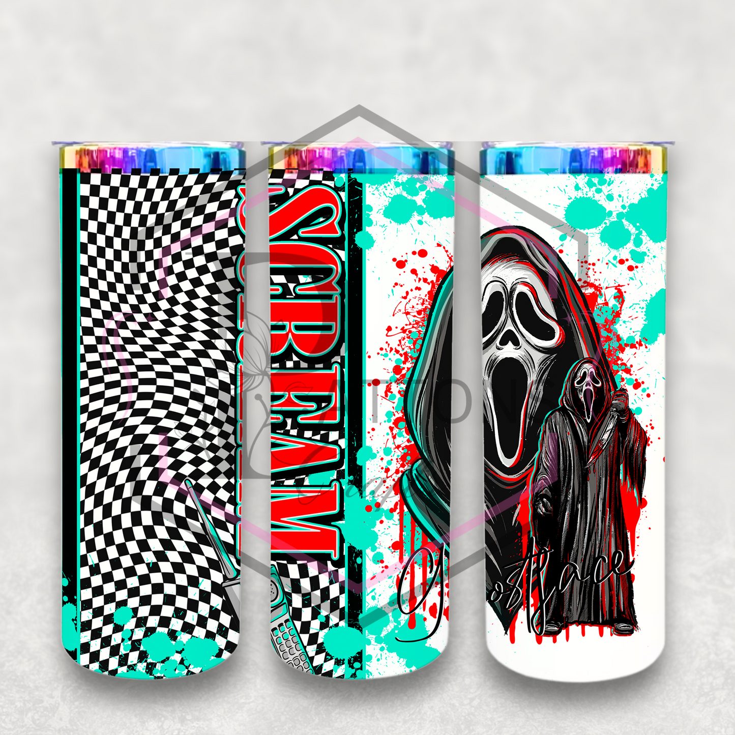 20oz rainbow plated tumbler | Scary movies