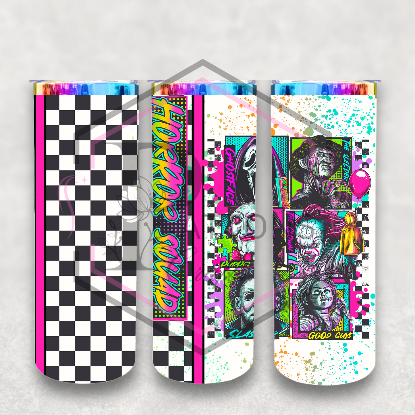 20oz rainbow plated tumbler | Horror Squad