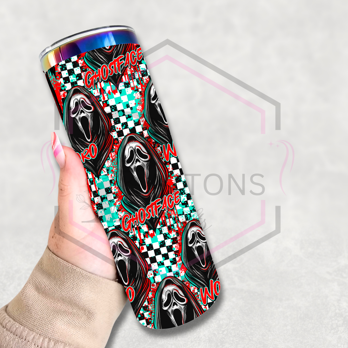 20oz rainbow plated tumbler | Ghostface