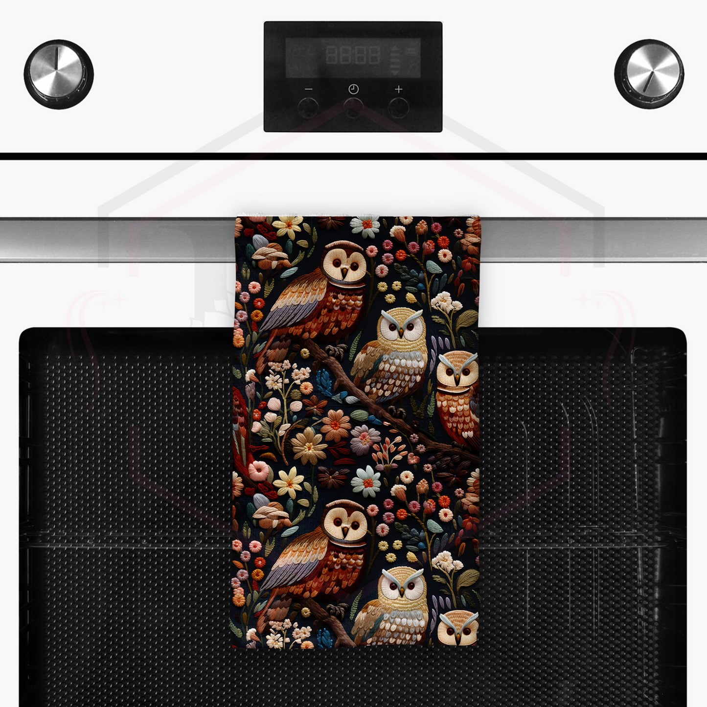 Tea towel | Full print 3D effect owl kitchen towel