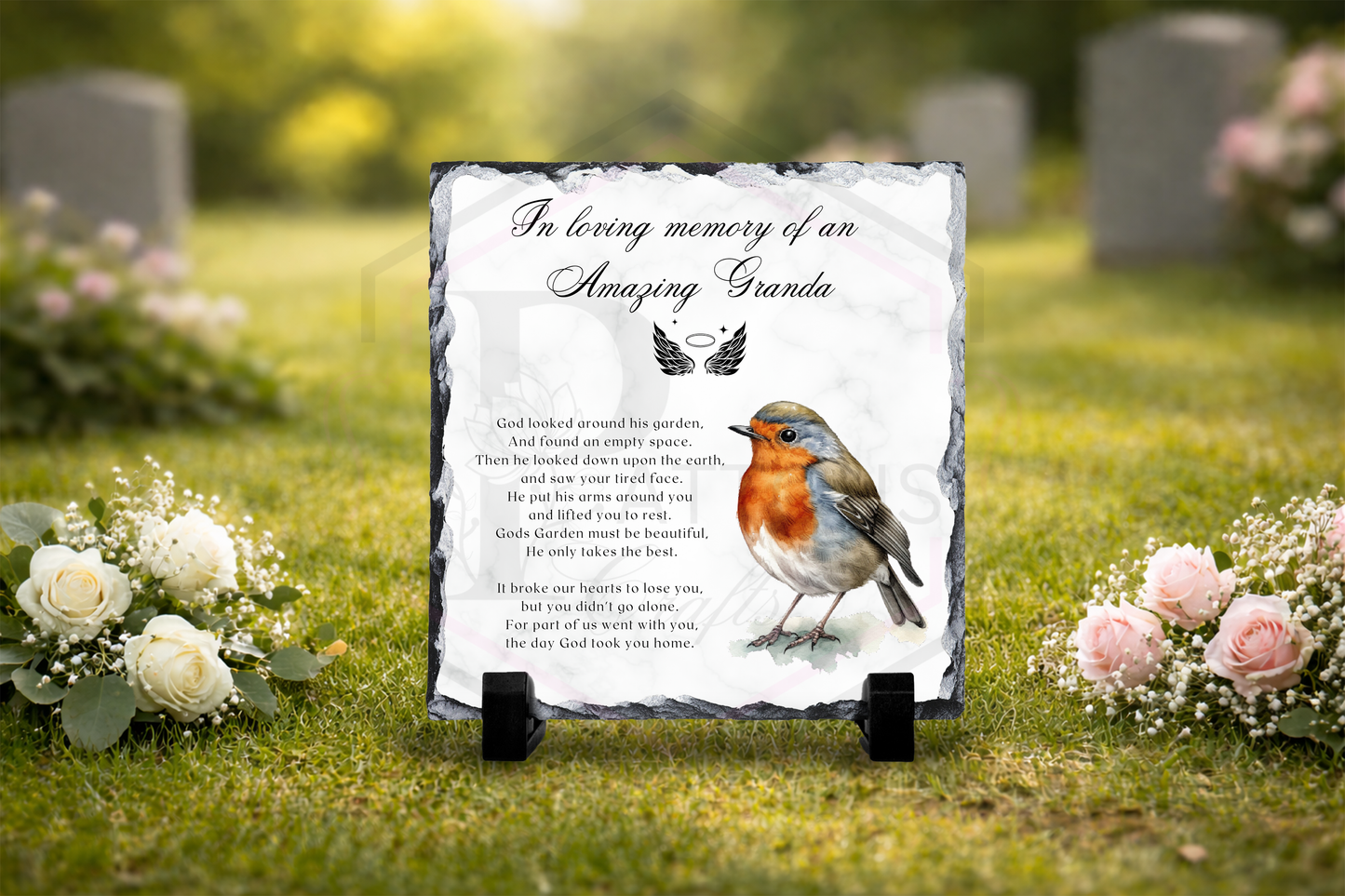 Memorial Slate | Robin design | 20x20cm | 30x30cm