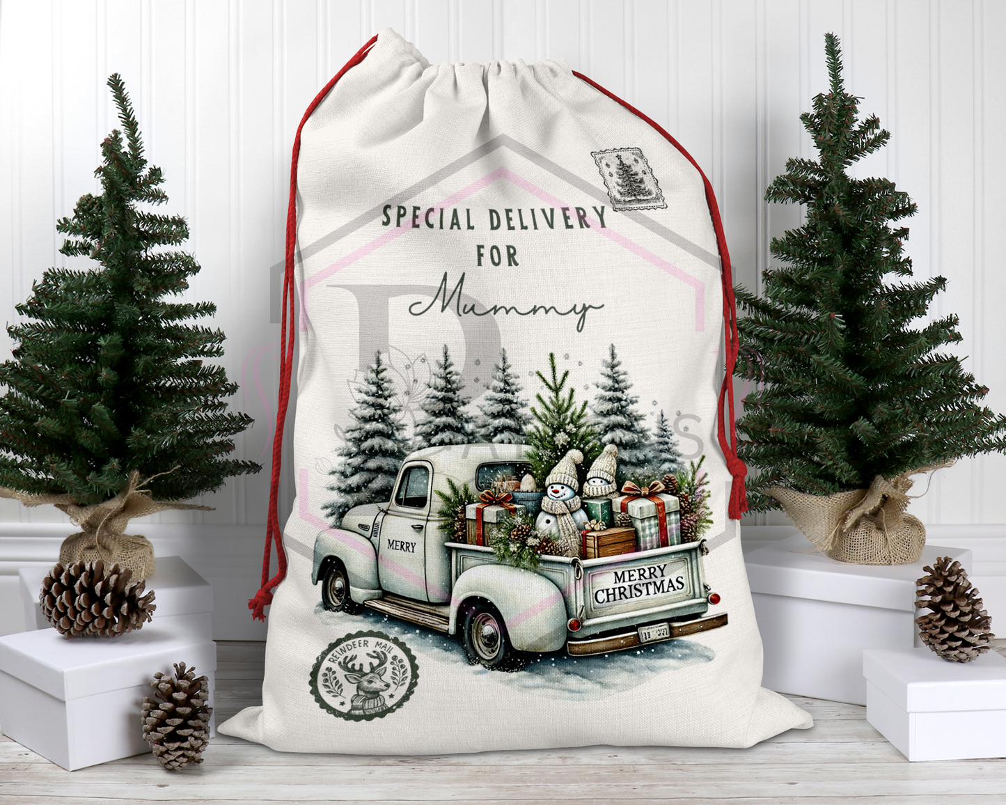 Personalised Santa Sack | Christmas gift bag | Christmas scene