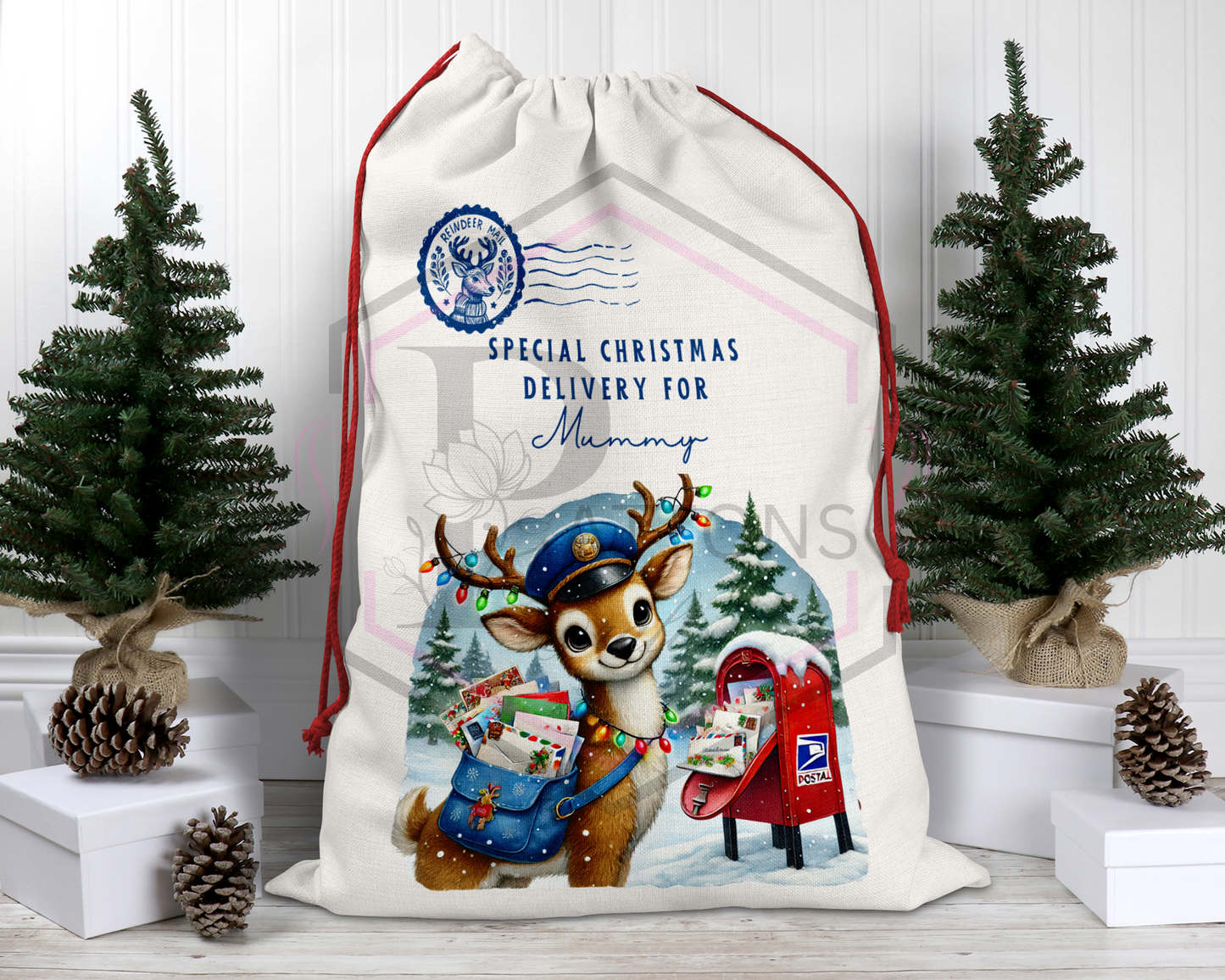 Personalised Santa Sack | Christmas bag | Reindeer themed