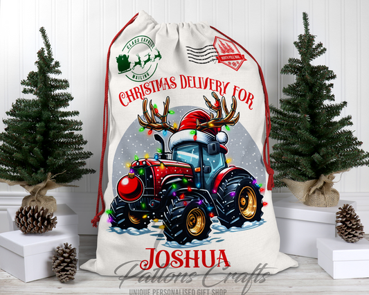 Personalised Santa Sack | Tractor Christmas Sack