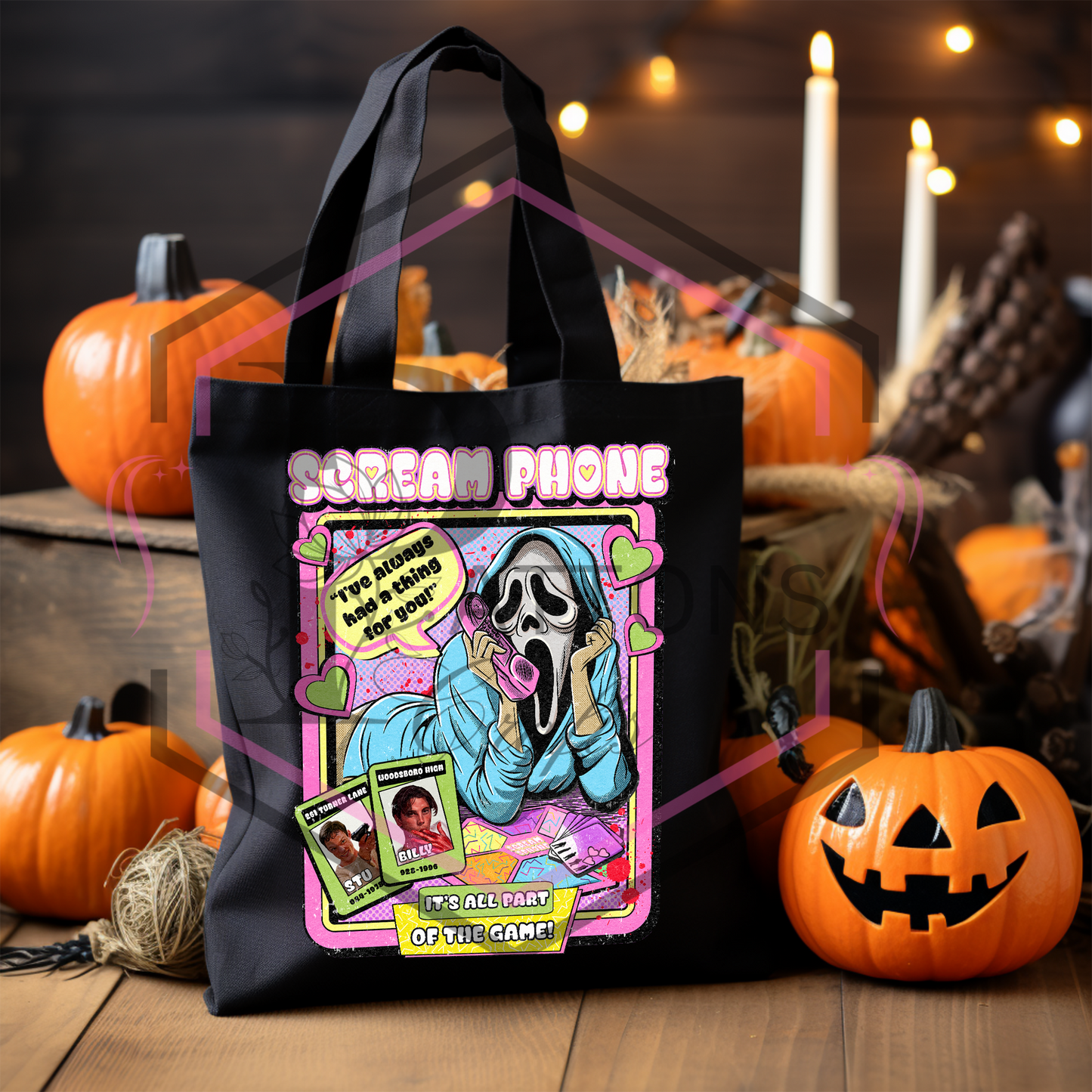 Black tote bag | Scream Phone | reusable shopper