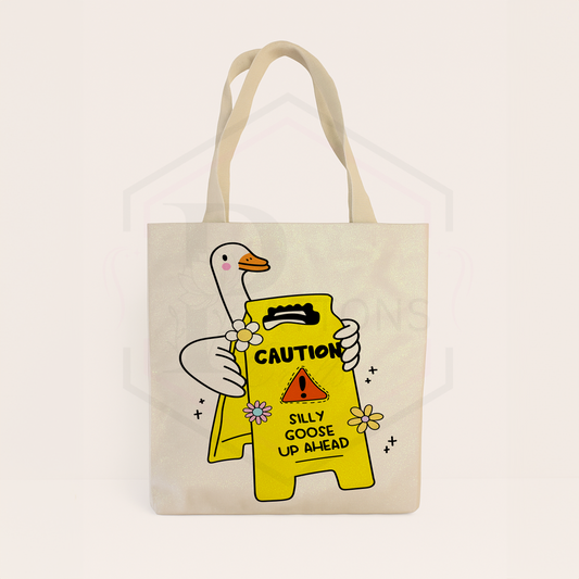 Glitter tote bag | Caution Silly goose ahead