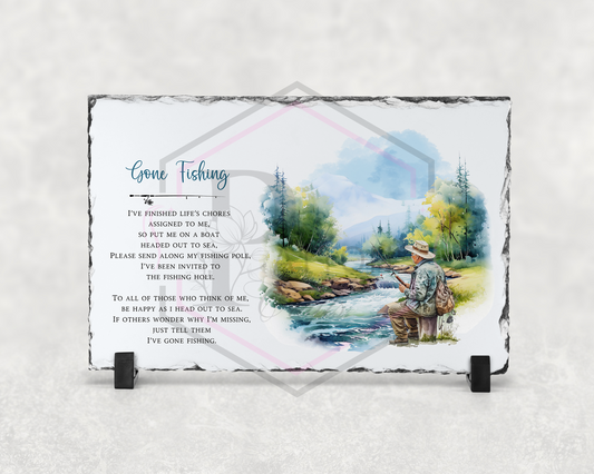 Memorial slate | Gone Fishing