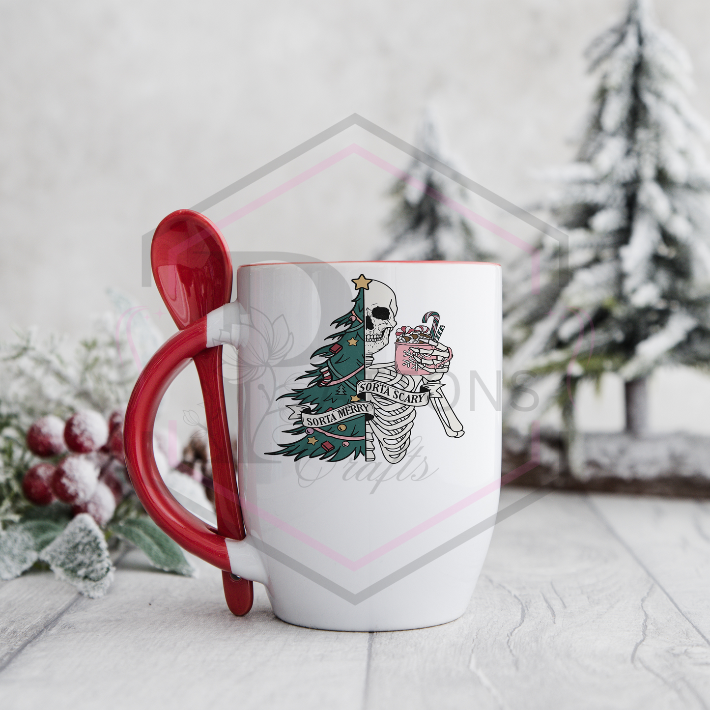 Hot Chocolate Mug | Mug with Spoon | Sorta Merry, Sorta Scary