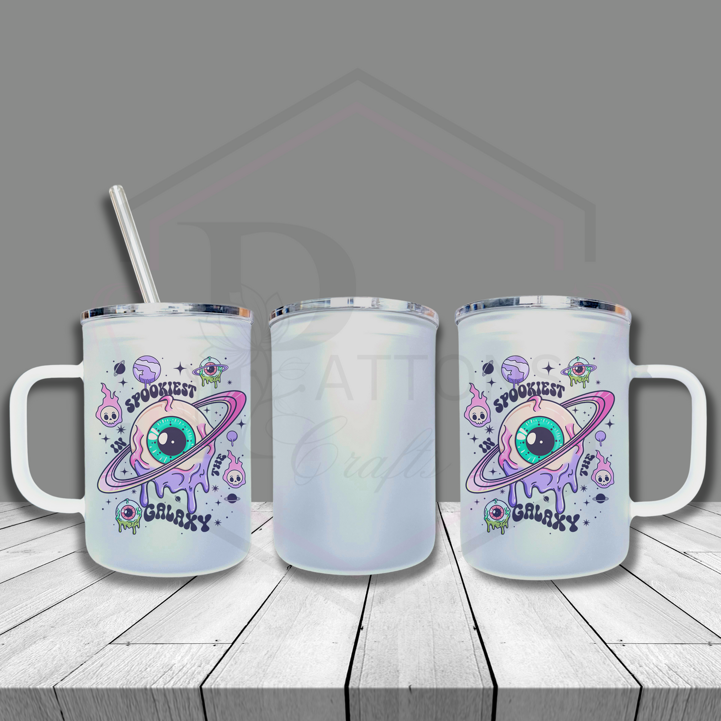 Frosted glass tumbler | In The Galaxy | Frosted cup with handle