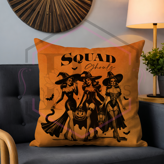 Orange Velvet Cushion | Squad ghouls